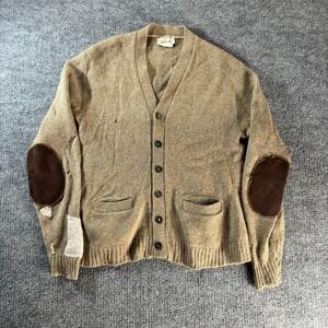 Vintage Knits By Rubress Sweater Mens Medium Brown V Neck Knit Cardigan Made USA